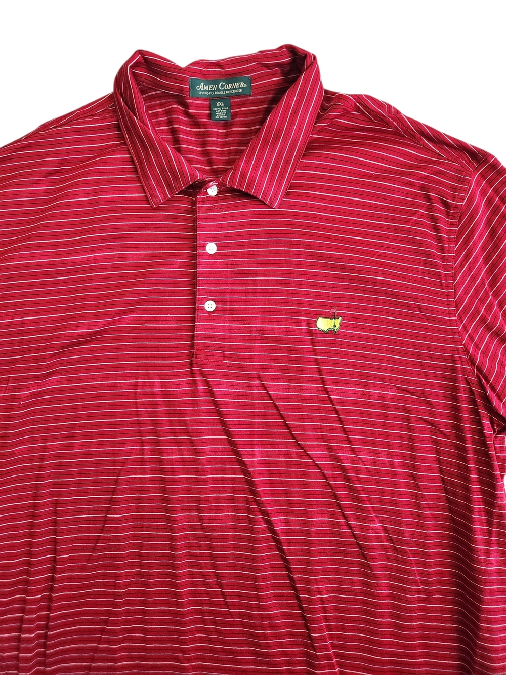 Masters Augusta Amen Corner Golf Pima Cotton Polo Shirt Men's 2Xl Red Striped